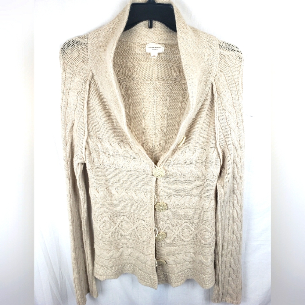 Banana Republic Cream Cable Knit Cardigan Sweater